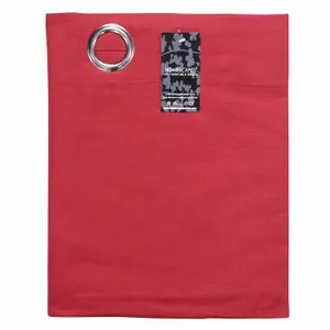 Homescapes Plain Red Cotton Eyelet Curtains 117 x 137 cm