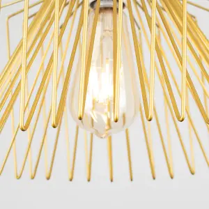 ValueLights Amadeus Gold Ceiling Pendant Shade and B22 Pear LED 4W Warm White 2700K Bulb