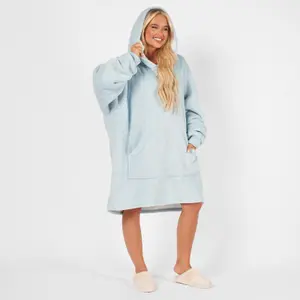 Sienna Hoodie Blanket Ultra Plush Wearable Sherpa Oversize  - Baby Blue