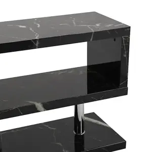 Miami TV Stand Storage Living Room Bedroom, 1200 Wide, S-Shape Design, Media Storage, Milano Marble Effect High Gloss Finish