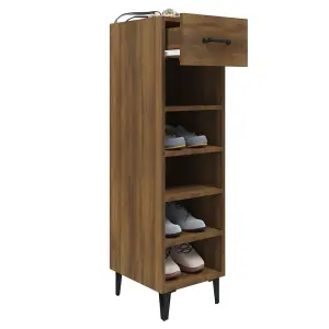 Berkfield Shoe Cabinet Brown Oak 30x35x105 cm Engineered Wood