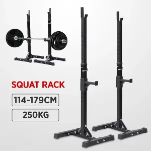 Yaheetech Black Solid Steel Adjustable Squat Rack for Home Gym