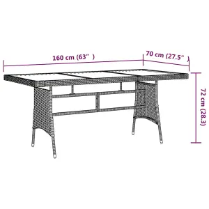 Berkfield Garden Table Grey 160x70x72 cm Poly Rattan & Solid Acacia Wood