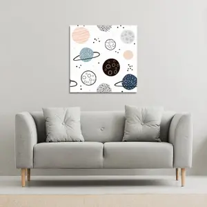 Child hand drawn space elements (Canvas Print) / 101 x 101 x 4cm