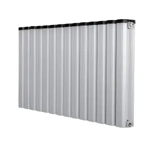 Aluminum Designer Horizontal Radiator Compatible with Heat pump. Energy Efficient. Model "Pioneer" White. 1000 mm .