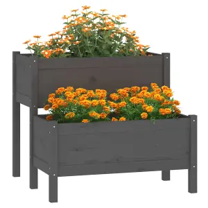 Berkfield Planter Grey 84.5x84x75 cm Solid Wood Pine