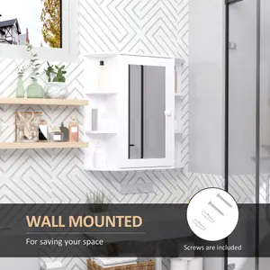 HOMCOM Wall Mounted Bathroom Cabinet w/ Mirror Single Door Storage Shelves