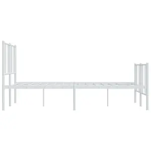 Berkfield Metal Bed Frame with Headboard and Footboard White 120x190 cm 4FT Small Double