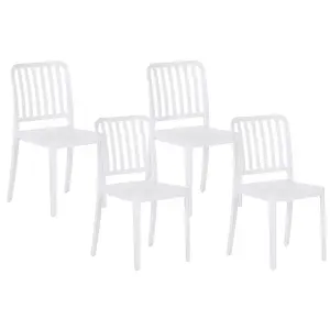 Set of 4 Garden Chairs SERSALE Synthetic Material White