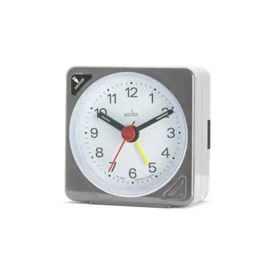 Ingot Traditional Analogue Alarm Tabletop Clock in Silver