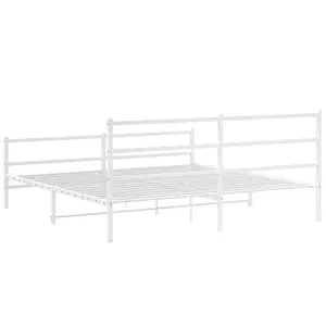 Berkfield Metal Bed Frame without Mattress with Footboard White 180x200cm