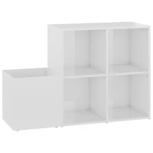 Hall Shoe Cabinet High Gloss White 105x35.5x70 cm Engineered Wood