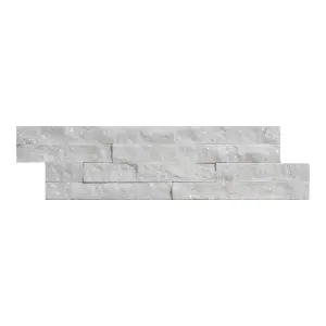 Stegu Splitface White Semi-gloss Patterned Textured Natural stone Indoor Wall Tile, Pack of 12, (L)400mm (W)100mm