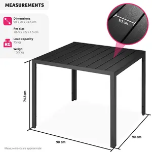 Garden Furniture Table Maren - aluminium, wood look, 90 x 90 x 74.5 cm - black