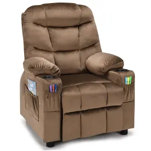 Costway Kids Recliner Chair Velvet Fabric Adjustable Sofa Chair Gaming Lounge Chair