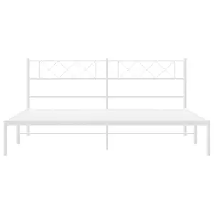 Berkfield Metal Bed Frame with Headboard White Super King Size