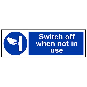 Switch Off When Not In Use Machine Sign Adhesive Vinyl 600x200mm (x3)