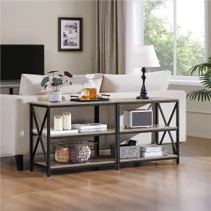 Yaheetech 3-Layer Shelved TV Stand Console Table Grey