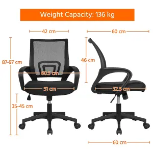 Yaheetech Ergonomic Mid-back Mesh Office Chair - Black