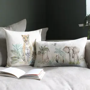 Evans Lichfield Kenya Scene Printed Feather Filled Cushion