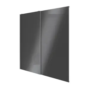 Atomia Anthracite High gloss 2 door Sliding Wardrobe Door kit (H)2250mm (W)2000mm