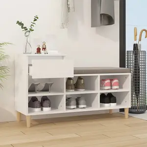 Berkfield Shoe Cabinet High Gloss White 102x36x60 cm Engineered Wood