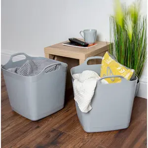 Wham Flexi-Store 25L Square Tub Graduated Cool Grey (Set of 2)