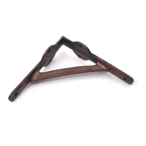 Oakcrafts -Pair of Cast Iron Gallows Shelf Brackets with a Copper Finish - 150mm x 150mm