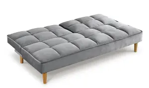 Stylish and Versatile 3 Seater Velvet Sofa Bed, Modern, Living Room Furniture - Grey