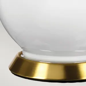 Luminosa Isla Table Lamp with Round Tapered Shade, Aged Brass, White, Purple