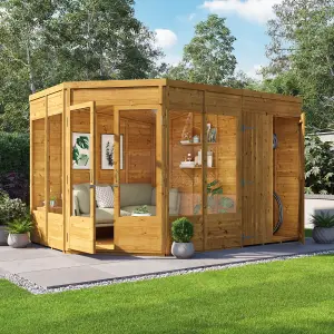 BillyOh Penton Corner Summerhouse with Side Store - Pressure Treated - 11x7 Store on left