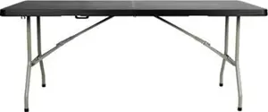 Bolero Rectangular Centre Folding Utility Table Black 6ft (Single)