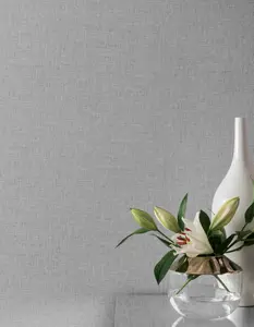 Arthouse Linen Texture Mid Grey Wallpaper