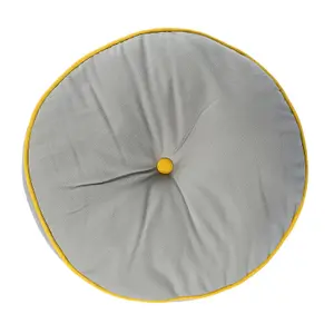 Homescapes Grey and Yellow Round Floor Cushion