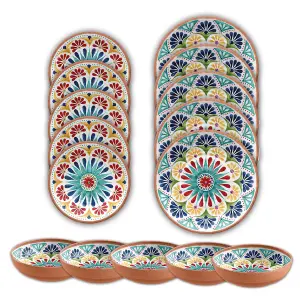 Purely Home Rio Medallion 15 Piece Melamine Dinnerware Set for 5