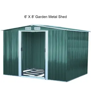 Dark Green Metal Reinforced Roof Furniture Garden Storage Shed Tool Shed with Lockable Door