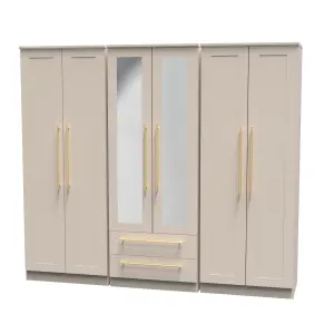 Helmsley Tall 6 Door 2 Drawer 2 Mirror Wardrobe in Kashmir Matt (Ready Assembled)