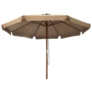 Berkfield Outdoor Parasol with Wooden Pole 330 cm Taupe