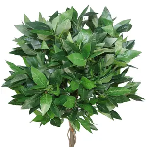 Pair of 90cm (3ft) Twisted Stem Artificial Topiary Bay Laurel Ball Trees