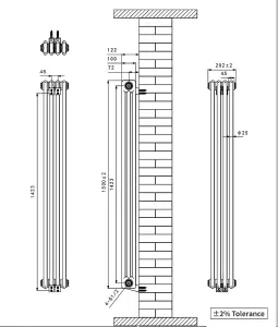 Right Radiators 1500x202 mm Vertical Traditional 3 Column Cast Iron Style Radiator White