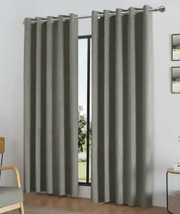 Temple Velvet 90" x 90" Silver (Ring Top Curtains)