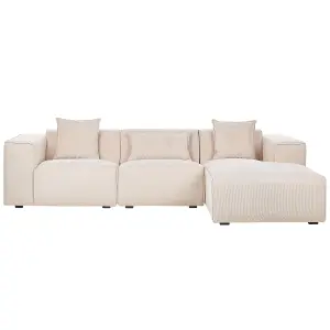 Corner Sofa DOLVA Beige Corduroy Left Hand