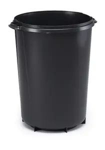 Durable DURABIN 40L Round Bin - Strong & Easy Grip Handles - Black