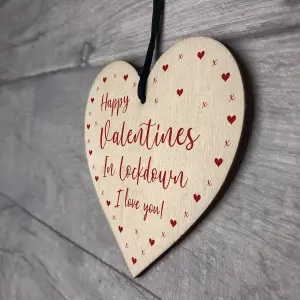 Happy Valentines In Lockdown Gift For Boyfriend Girlfriend Him Her Wooden Heart