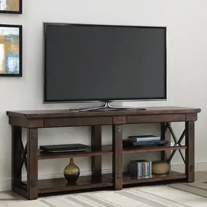 Dorel Espresso Wildwood TV Stand Wooden Veneer Table Furniture Shelves Up To 65"