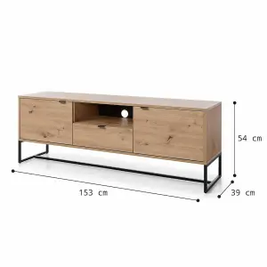 Elegant Oak Artisan TV Cabinet W1530mm H540mm D390mm - Versatile Storage for Modern Living Spaces