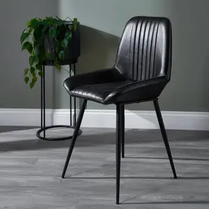 Mariners Genuine Leather Upholstered Dining Chair Ash Black