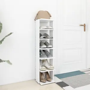 Berkfield Shoe Cabinet White 27.5x27x102 cm Engineered Wood