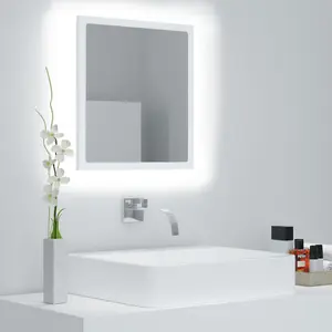 Berkfield LED Bathroom Mirror White 40x8.5x37 cm Engineered Wood