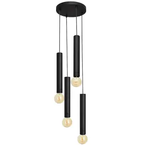 Luminosa Tuba Cluster Pendant Ceiling Light Black 30cm